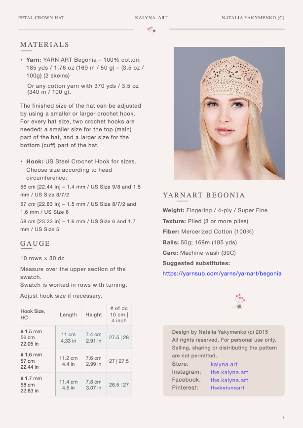 Petal Crown Crochet Hat Pattern PDF