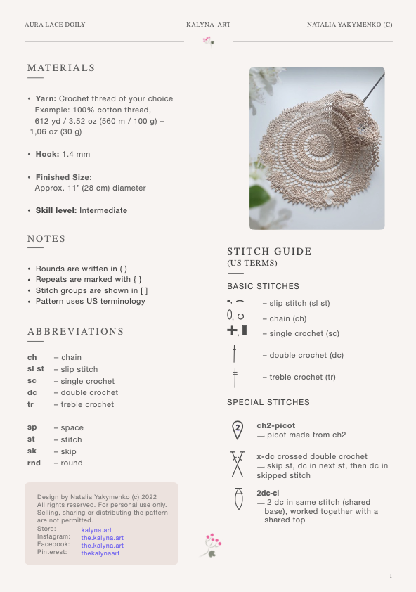 Aura Crochet Doily Pattern • PDF File