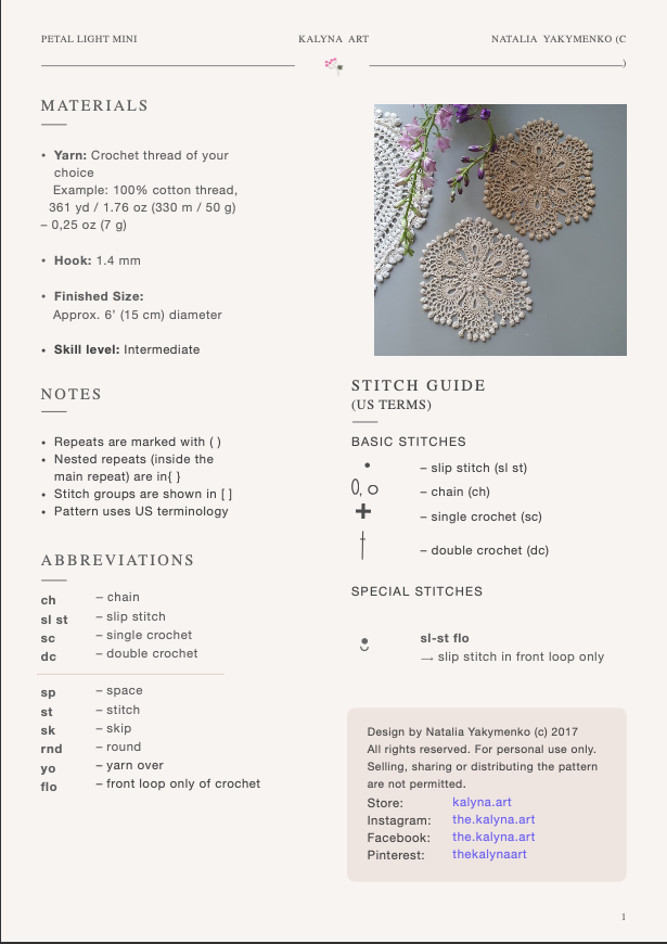 Petal Light Mini – Crochet Doily Pattern