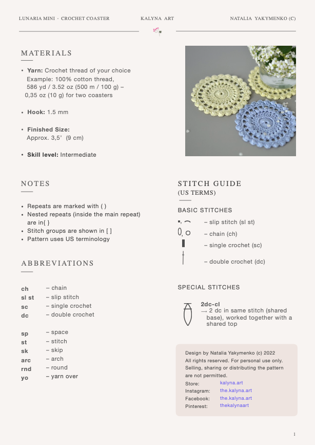 Lunaria Mini – Crochet Coaster Pattern