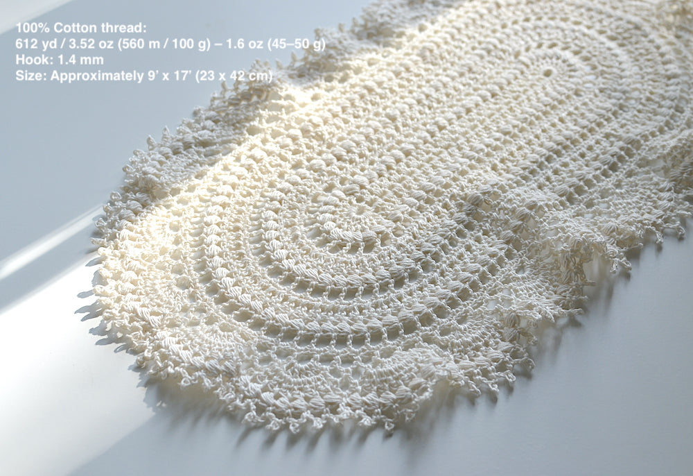 Aura Oval Crochet Doily Pattern • Bead Stitch Doily with Shell Border